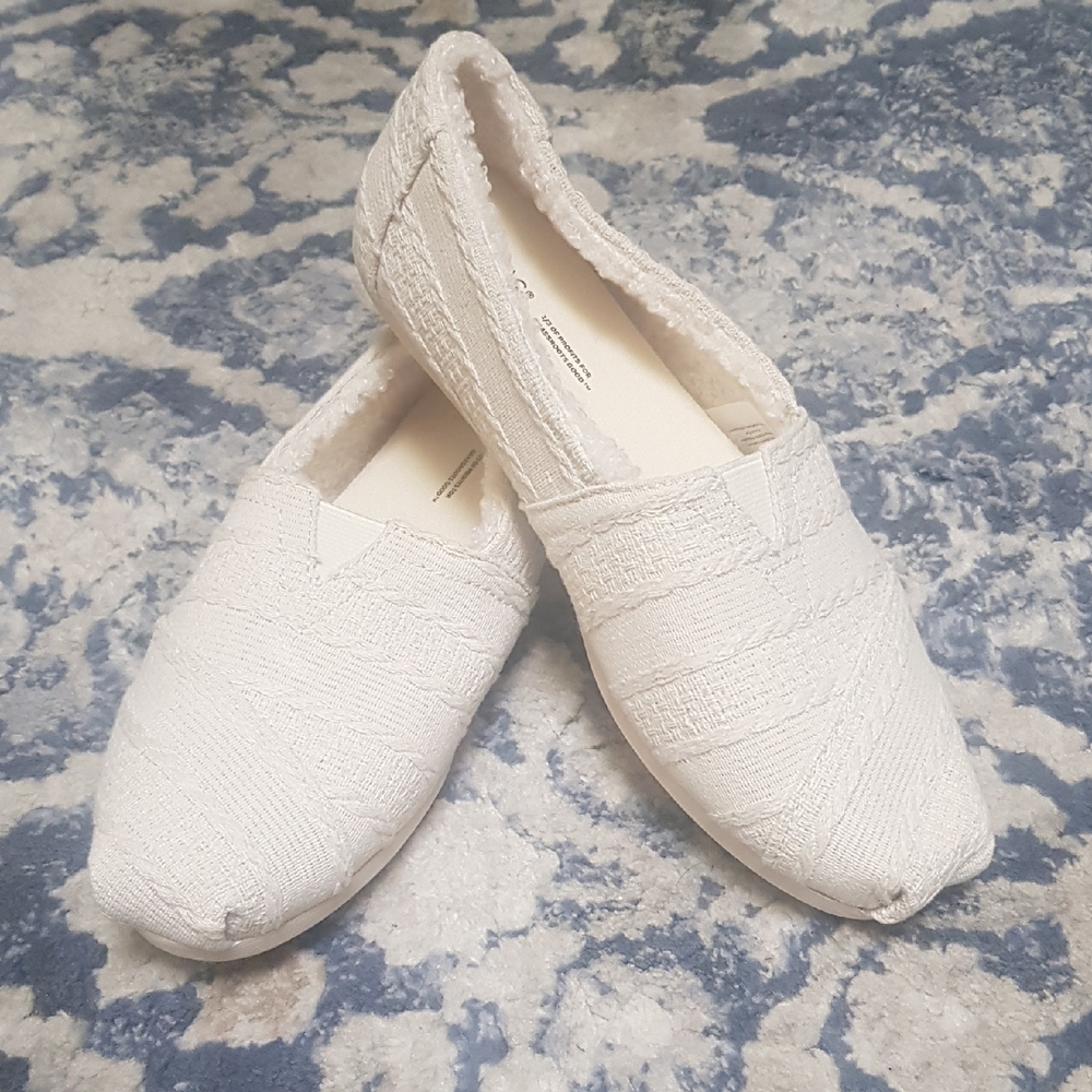 Tom's Alpargata natural Cable With Faux Shearling 8.5